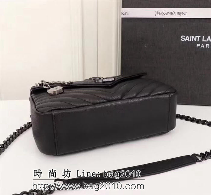 YSL聖羅蘭 專櫃最新版 手工繡V線 山羊紋鏈條包 可手提斜挎 F26611 YAS1108